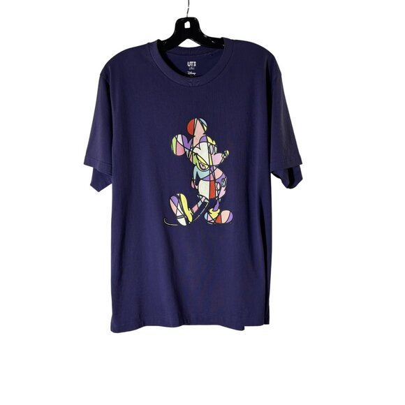 Disney X Uniqlo UT Stained Glass Mickey Graphic Tee purple XL 100% Cotton Made I - Picture 1 of 7